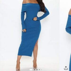 Blue Sweater Maxi Dress